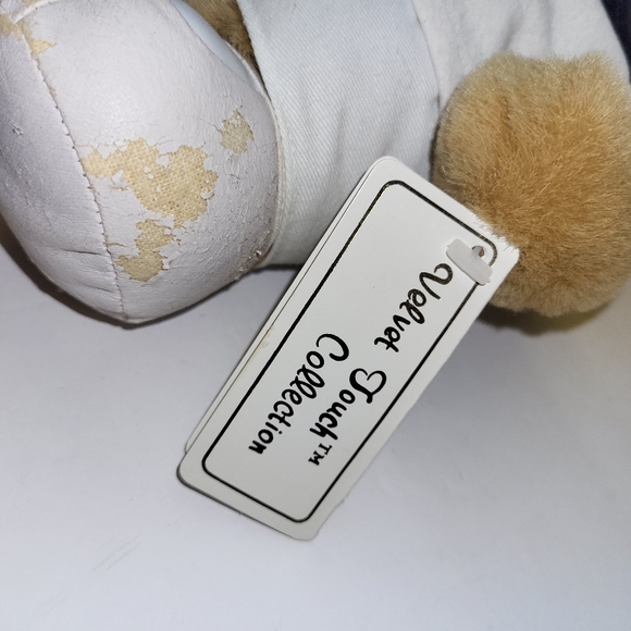 Tennis Pro Tan Teddy Bear Plush Vintage White outfit with Black Racket Golf Bear - Picture 5 of 10